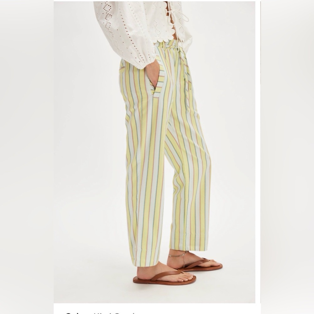 NWOT . Never worn. Free People Kiwi Striped Pants. Cute! Wrong size